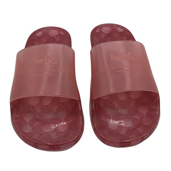 Coach Ulyssa Slide NWT Womens Size 10 Rubber Candy Apple Pink Slip On Sandals - Picture 3 of 11